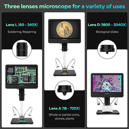 Andonstar AD249S - M 10.1" 3 - Lens HDMI Digital Microscope - Elektor