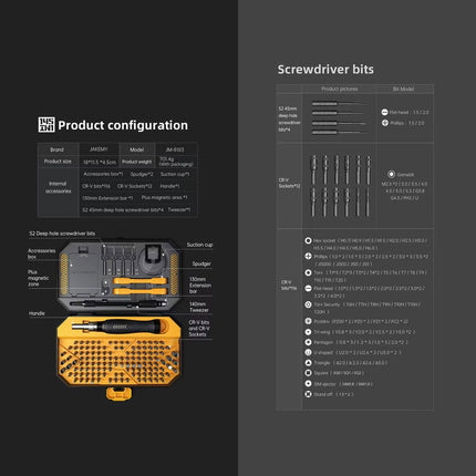 JAKEMY JM - 8183 Magnetic Precision Screwdriver Set (145 - in - 1) - Elektor