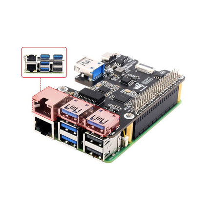 Waveshare PCIe to Gigabit Ethernet & USB 3.2 HAT for Raspberry Pi 5 - Elektor